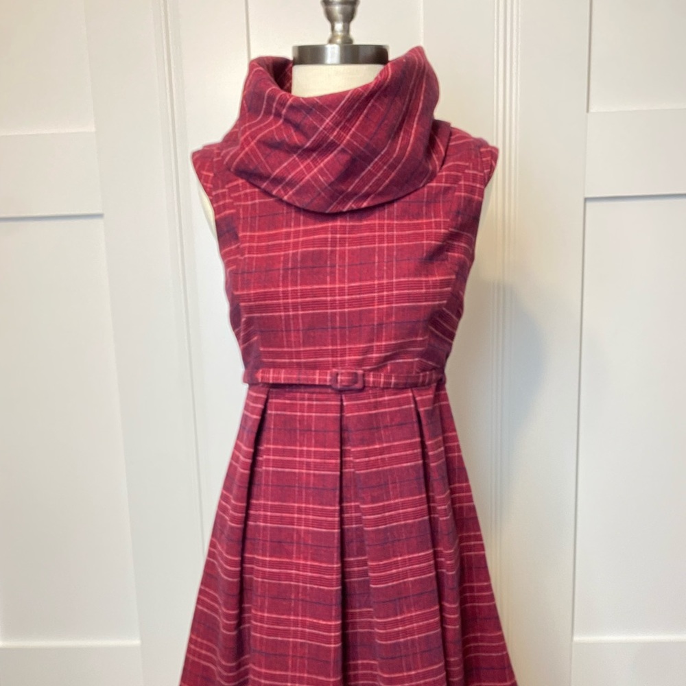 GO INTERNATIONAL Plaid Cowlneck Dress sz 3